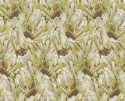 Dutch First Class Roberto Cavalli 9 21008 - Groen / Wit / Bruin Metallic Behang