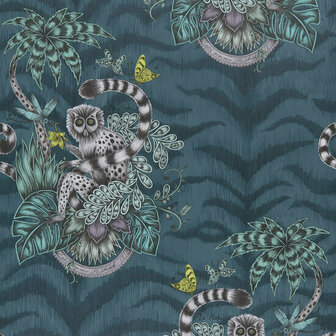 Clarke &amp; Clarke Animalia W0103/03 - Blauw Behang