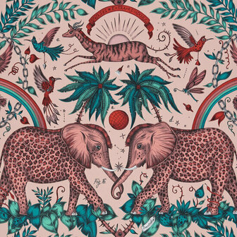 Clarke &amp; Clarke Wilderie W0121/05 - Roze Behang