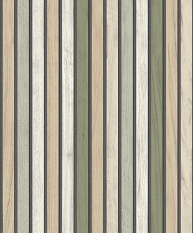 Dutch Wallcoverings Illusion B312-04 Groen / Beige / Wit