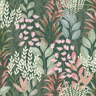 Dutch Wallcoverings Flora M869-04 - Groen / Roze