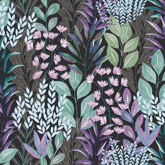 Dutch Wallcoverings Flora M869-06 - Zwart / Paars