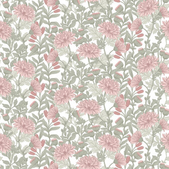 Dutch Wallcoverings Flora M882-03 - Wit / Groen
