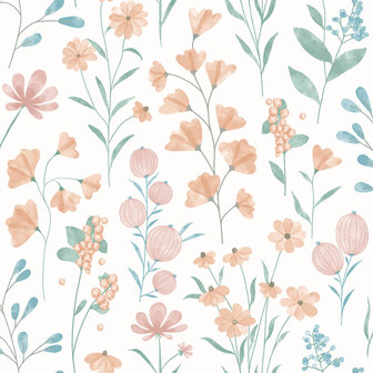 Dutch Wallcoverings Flora M883-05 - Wit / Roze