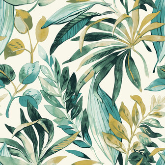 Dutch Wallcoverings Karuna A71201 - Wit / Groen
