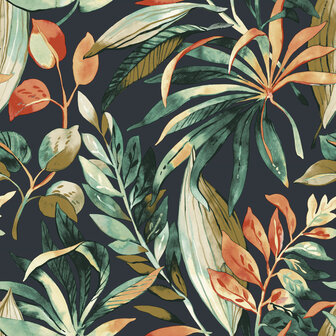 Dutch Wallcoverings Karuna A71202 - Blauw / Oranje