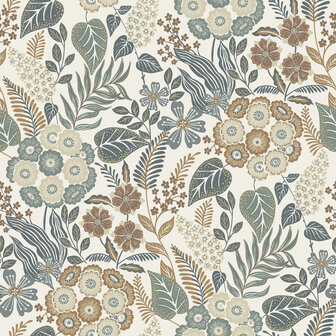 Dutch Wallcoverings Karuna A76601 - Blauw / Beige
