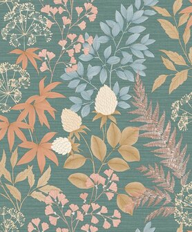 Dutch Wallcoverings Flora M871-94D - Blauw / Groen
