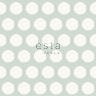 Everybody Bonjour behang 128711  BEHANG DOTS MINT - Groen