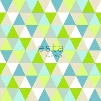 Everybody Bonjour behang 138713 - Turquoise - Groen