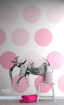 Everybody Bonjour PhotowallXL Olifant 158708 - Zwart - Roze