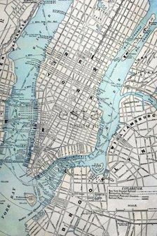 Esta Photowall XL 157702 Old street map New York - Grijs - Blauw