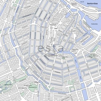 Esta Photowall XL 157712 Street map Amsterdam - Blauw