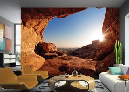 AG Design Fotobehang Zonsondergang bij Kloof FTS0483