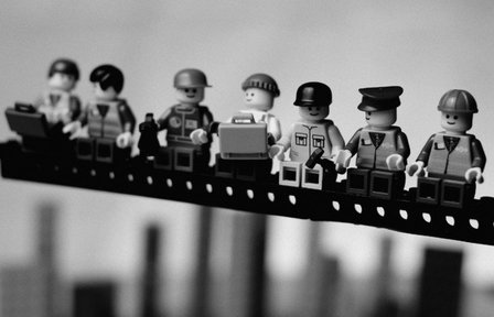 Fotobehang Lego New York - Zwart - Wit