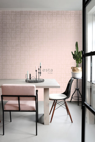 Esta Art Deco 139207 (*Gratis Lijm Actie) - Roze - Goud