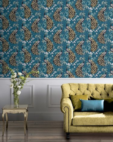 Arthouse Opulent Peacock Teal & Gold 692505