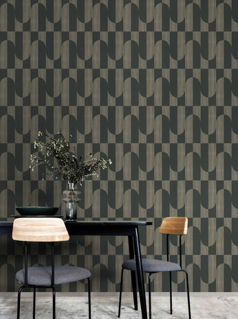 Dutch Wallcoverings Asperia A55702 zwart - goud