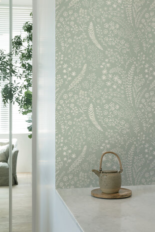 Modderig Inspireren De volgende Dutch Wallcoverings Asperia A58702 groen - wit | Behangkoopjes.nl