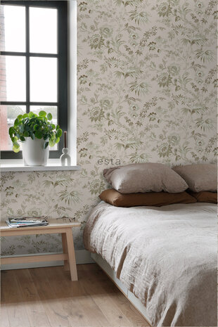 Esta Home Vintage Flowers roze - beige 139401 (*Gratis Lijm Actie) - Roze - Beige