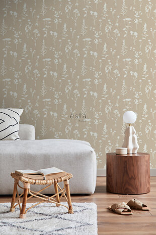 Esta Home Vintage Flowers beige 139484 (*Gratis Lijm Actie) - Beige