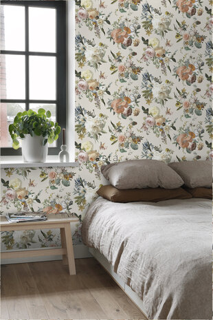 Esta Home Vintage Flowers beige - meerkleurig 139544 (*Gratis Lijm Actie) - Multicolour - Beige