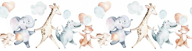 Noordwand Kids Walls Little Adventures Randje 45866 Wit - Groen - Blauw - Bruin