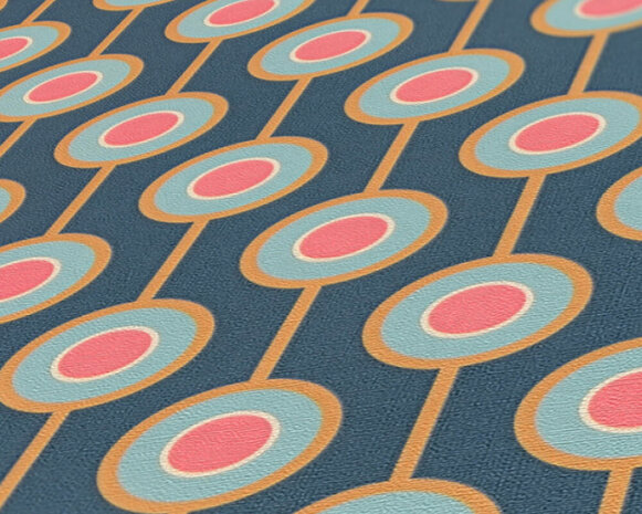 AS Creation Retro Chic - 39537-1 / 395371 Blauw - Oranje