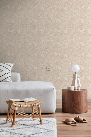 Esta Home Bloemen 139547 (*Gratis Lijm) Beige