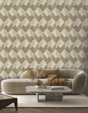 HookedOnWalls NATURAL CHIC VICENTIO 32661 (Incl. Gratis Lijm*) Bruin / Beige