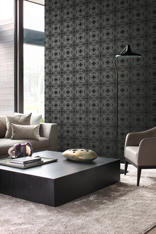 Origin Wallcoverings Beaumont (Met Gratis Lijm!) 346221 - Zwart / zilver