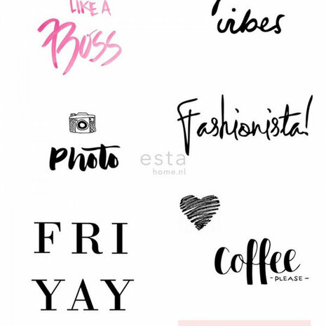 Esta #FAB Expressions vlies wallpaper XXL 158815 - Zwart - Roze Behang