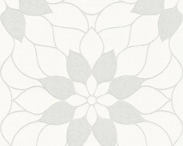 AS Creation Neue Bude 2.0 36170-7 met zilveren glitter - Wit Behang