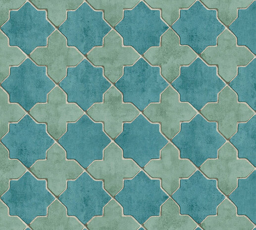 AS Creation New Walls 37421-4 | 374214 - Blauw / Groen Behang