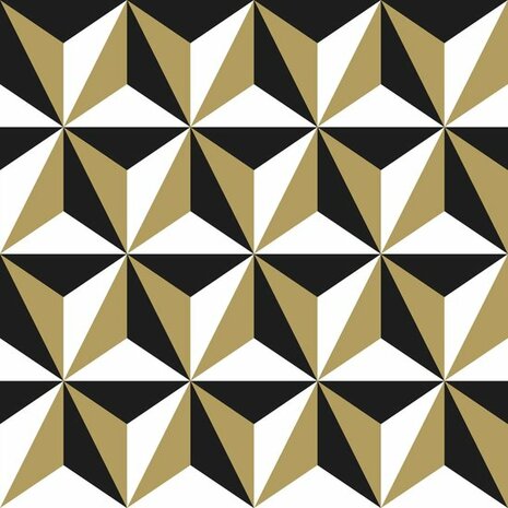 Esta Home Black & White 139118 - Zwart - Goud Behang
