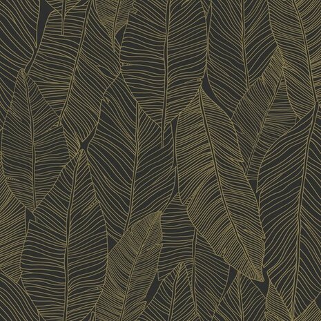 Esta Home Black & White 139126 - Zwart - Goud Behang