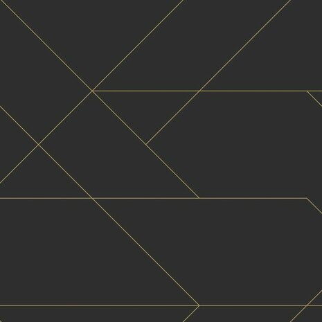 Esta Home Black & White 139144 - Zwart - Goud Behang