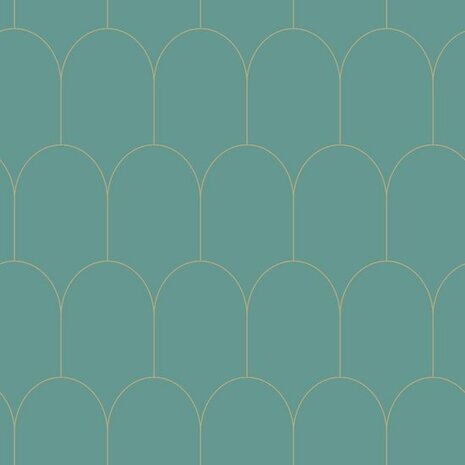 Esta Art Deco 139204 - Groen - Goud - Blauw Behang