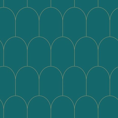 Esta Art Deco 139205 - Groen - Goud - Blauw Behang