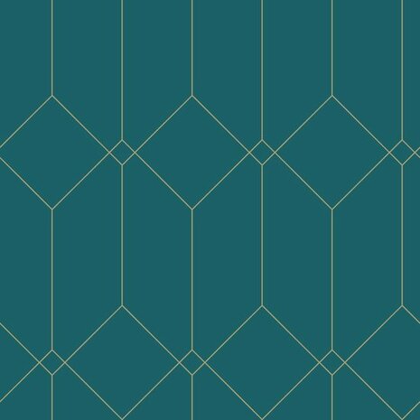 Esta Art Deco 139224 - Groen - Goud - Blauw Behang