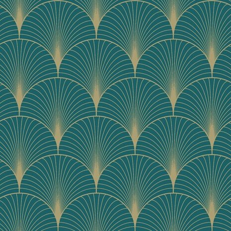 Esta Art Deco 139230 - Groen - Blauw Behang