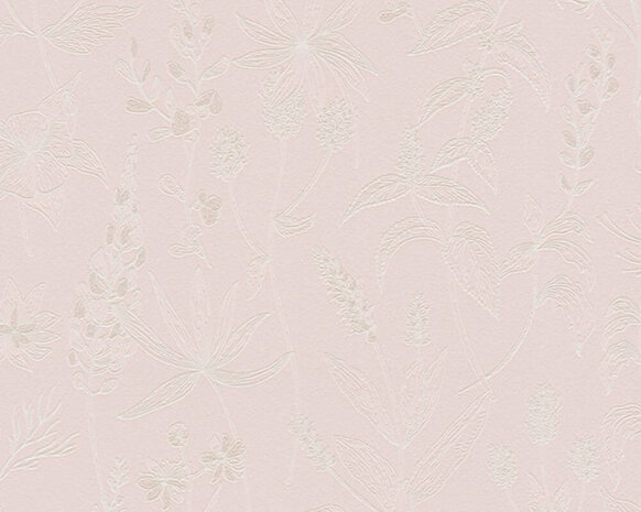 AS Creation Trendwall | 37363-3 - 373633 roze met zacht zilver glitter in bloem Behang