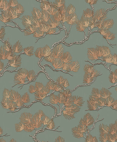Dutch Wallcoverings Wall Fabric pine tree green WF121013 Behang