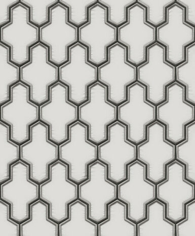Dutch Wallcoverings Wall Fabric geometric white/black WF121024 Behang