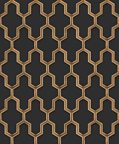 Dutch Wallcoverings Wall Fabric geometric black WF121025 Behang