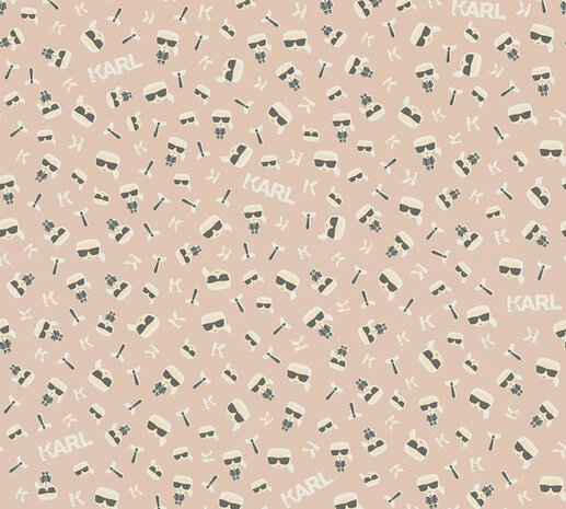 AS Creation Karl Lagerfeld Ikonik 37843-8 - 378438 - Beige / Zwart Behang