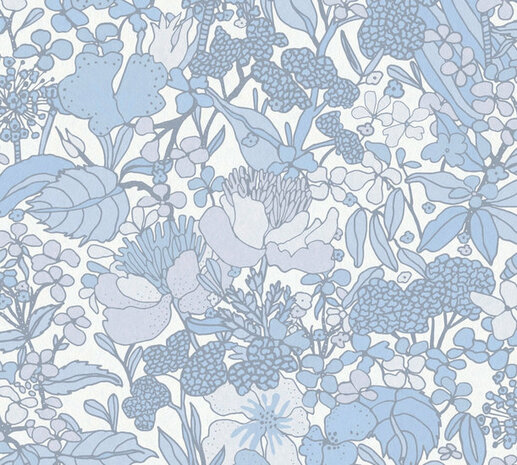 AS Creation AP Floral Impression 37756-6 - 377566 - Blauw / Grijs Behang