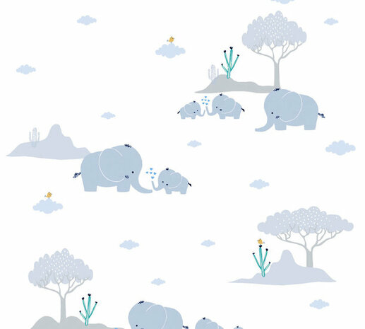 AS Creation Little Love 38128-1 - 381281 - Wit / Blauw Behang