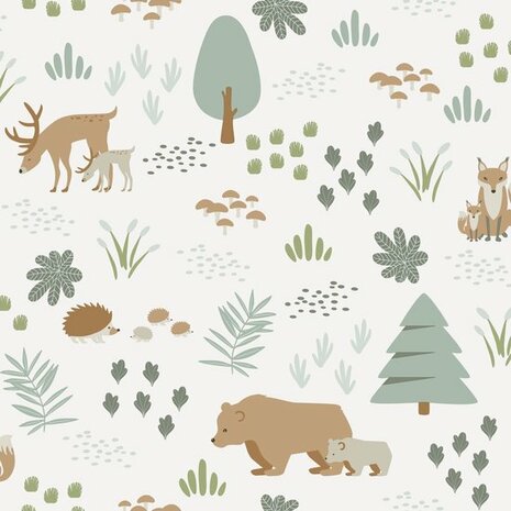 Esta Home Forest Friends Wit 139247 - Wit Behang