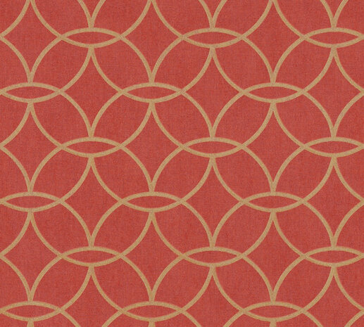 AS Creation Villa 37564-6 - 375646 Rood Geometrisch / Goud Behang